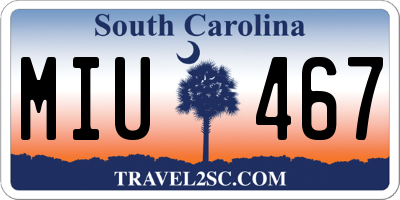 SC license plate MIU467