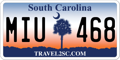 SC license plate MIU468