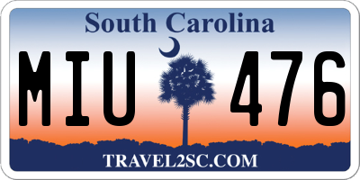 SC license plate MIU476