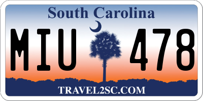 SC license plate MIU478