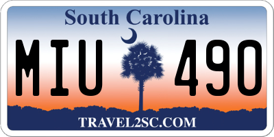 SC license plate MIU490