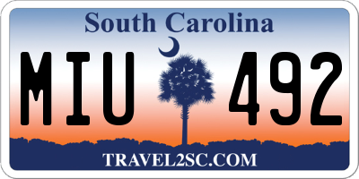 SC license plate MIU492