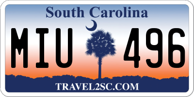 SC license plate MIU496