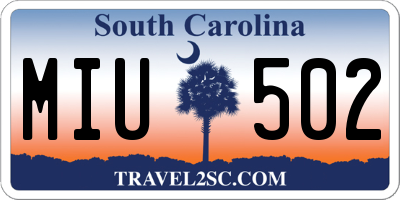 SC license plate MIU502