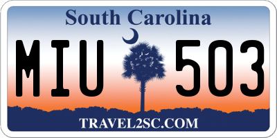 SC license plate MIU503