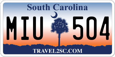 SC license plate MIU504