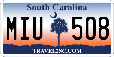 SC license plate MIU508