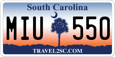 SC license plate MIU550