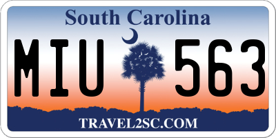 SC license plate MIU563