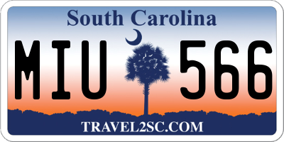 SC license plate MIU566