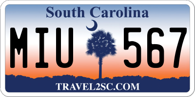 SC license plate MIU567