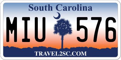 SC license plate MIU576