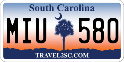 SC license plate MIU580
