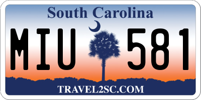 SC license plate MIU581