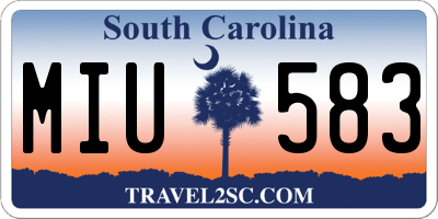SC license plate MIU583