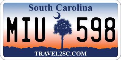 SC license plate MIU598