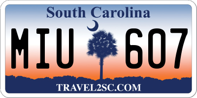 SC license plate MIU607