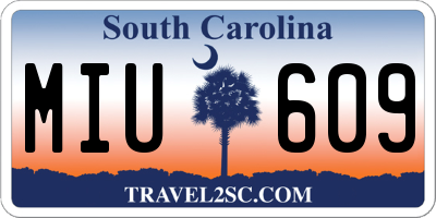 SC license plate MIU609