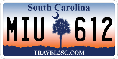 SC license plate MIU612