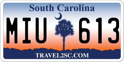 SC license plate MIU613