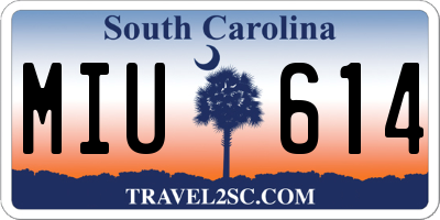 SC license plate MIU614