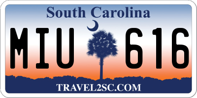 SC license plate MIU616
