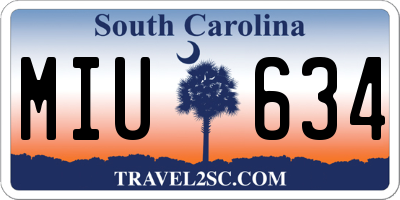 SC license plate MIU634
