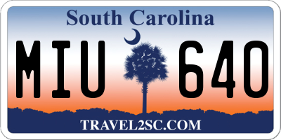 SC license plate MIU640