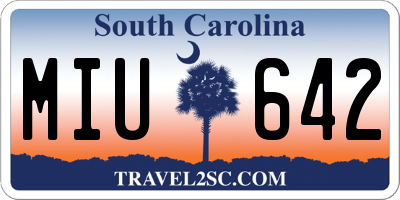 SC license plate MIU642