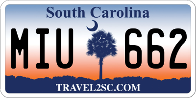 SC license plate MIU662