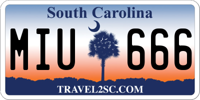 SC license plate MIU666