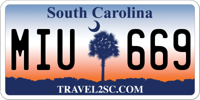 SC license plate MIU669