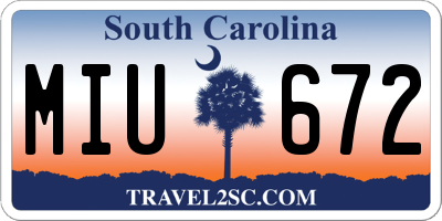 SC license plate MIU672