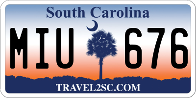 SC license plate MIU676