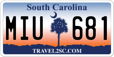 SC license plate MIU681