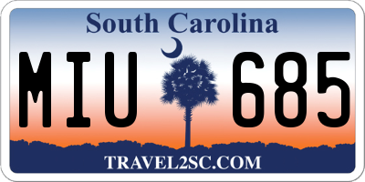 SC license plate MIU685