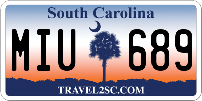 SC license plate MIU689
