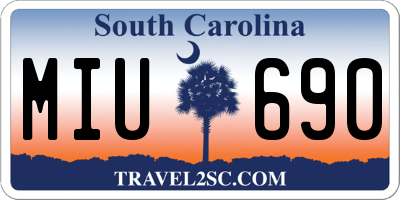 SC license plate MIU690