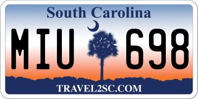 SC license plate MIU698