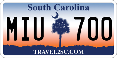 SC license plate MIU700
