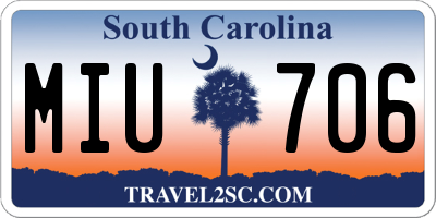 SC license plate MIU706