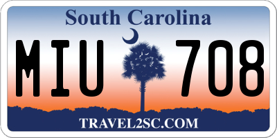 SC license plate MIU708