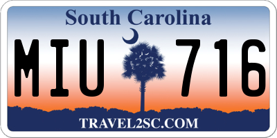 SC license plate MIU716