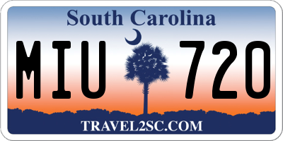 SC license plate MIU720