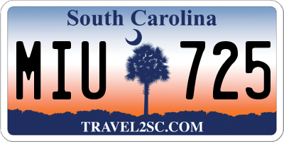 SC license plate MIU725