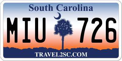SC license plate MIU726