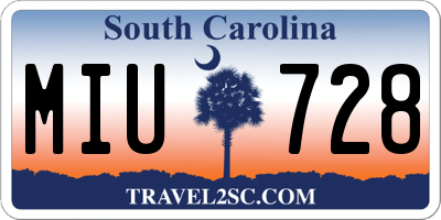SC license plate MIU728