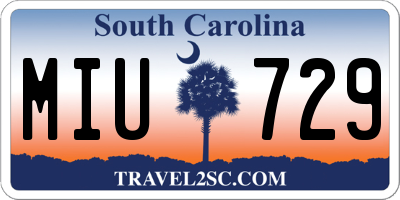 SC license plate MIU729