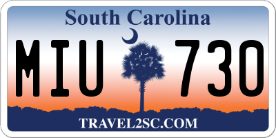 SC license plate MIU730
