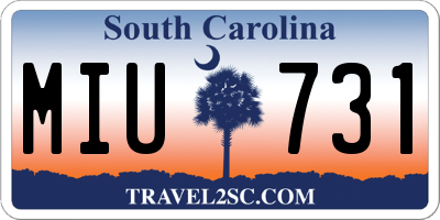 SC license plate MIU731